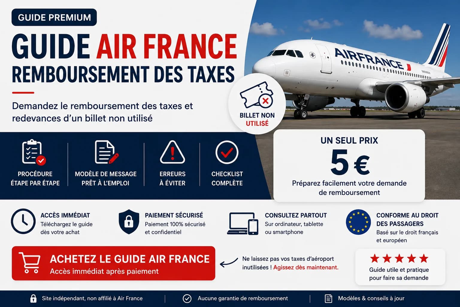 Guide Air France pour demander le remboursement des taxes d’un billet non utilisé